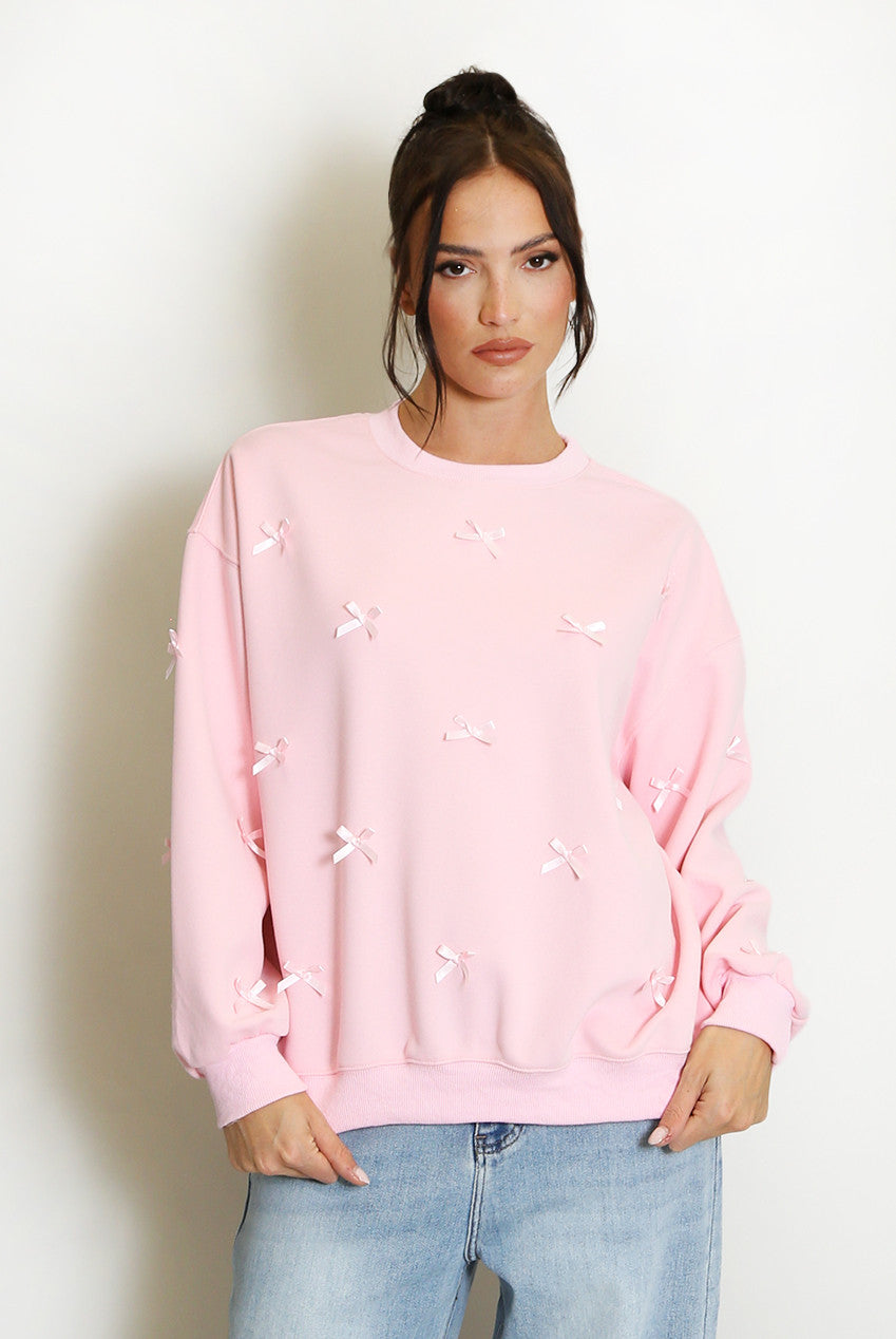 Bow Detail Crew Neck Sweatshirt