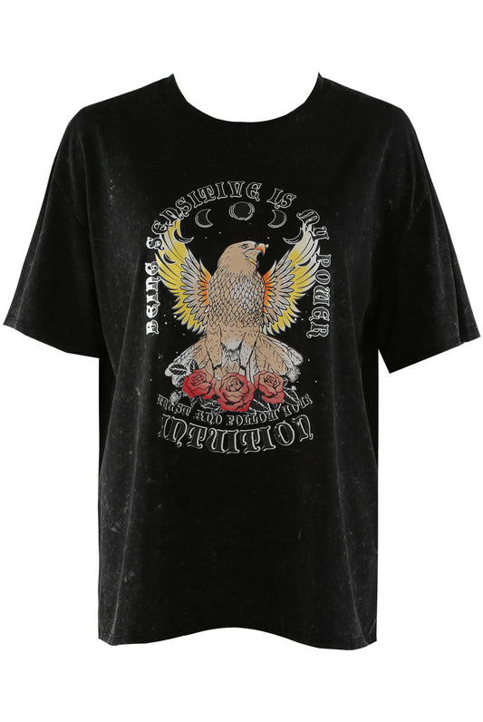 Acid Wash Printed T-Shirt