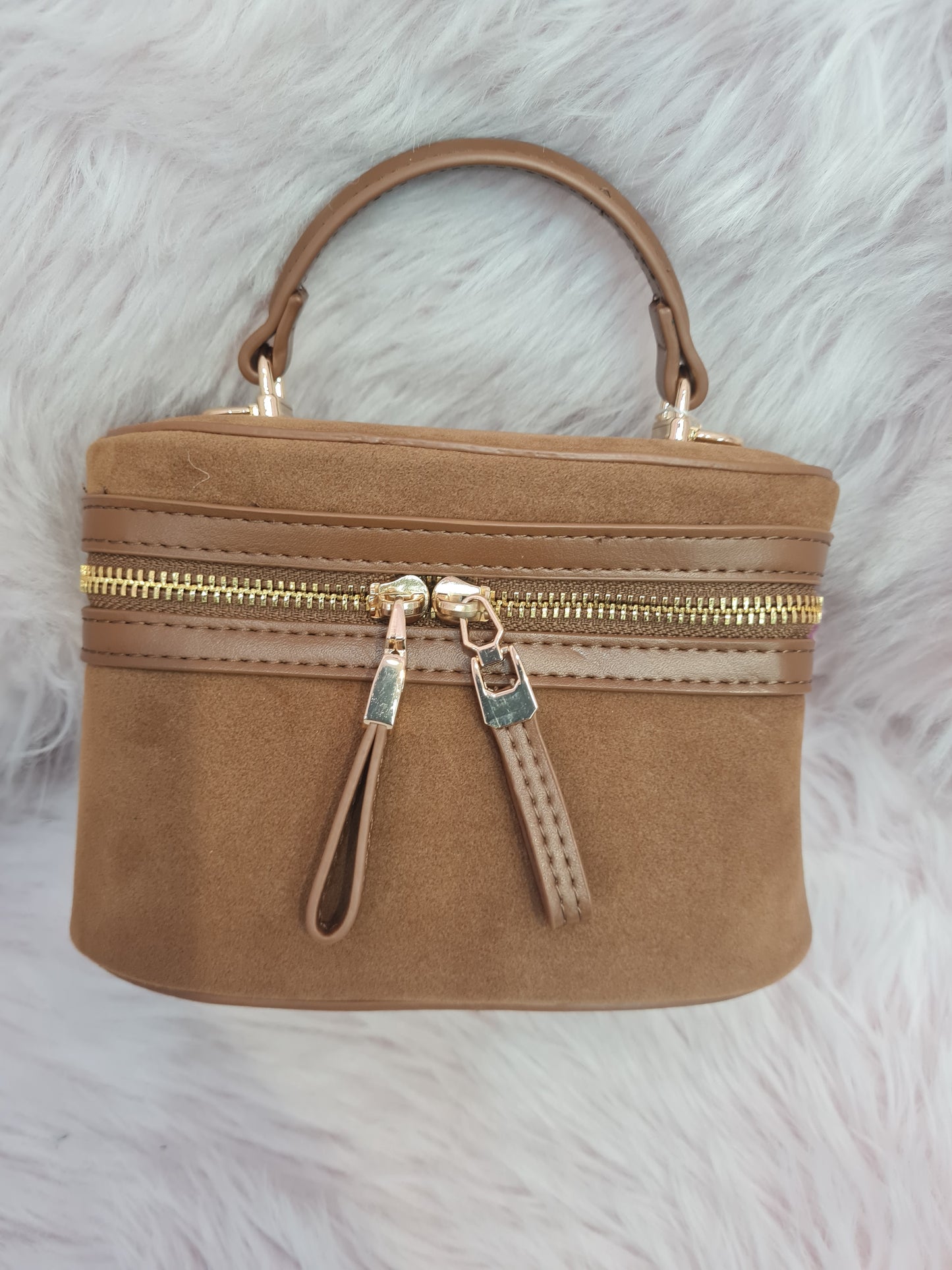 Suede Bag with Leather Handle