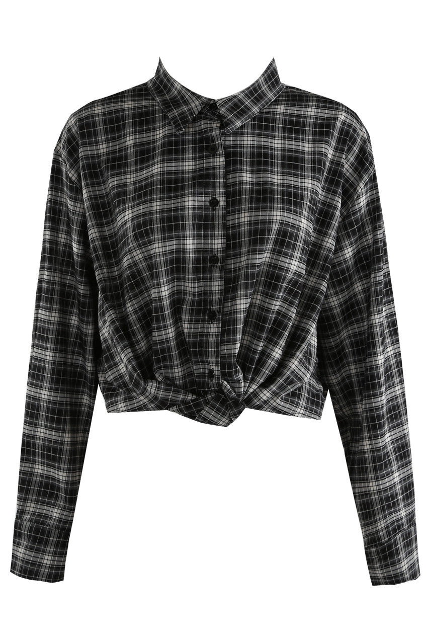 Gathered Hem Checked Shirt