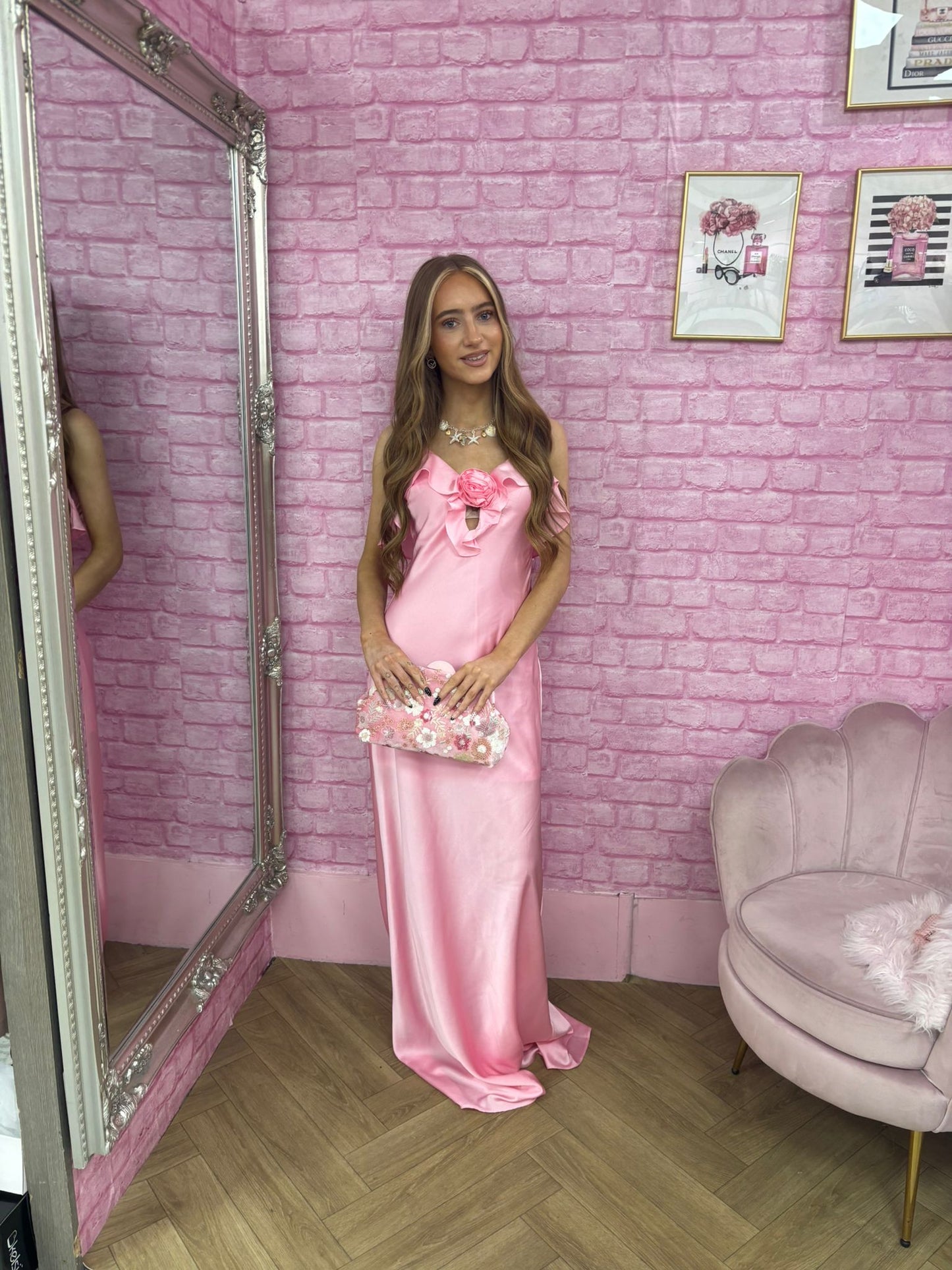 Satin Rose Maxi Dress
