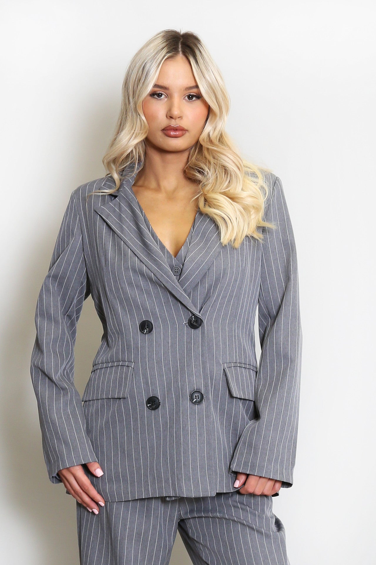 Pinstripe Double Breasted Blazer