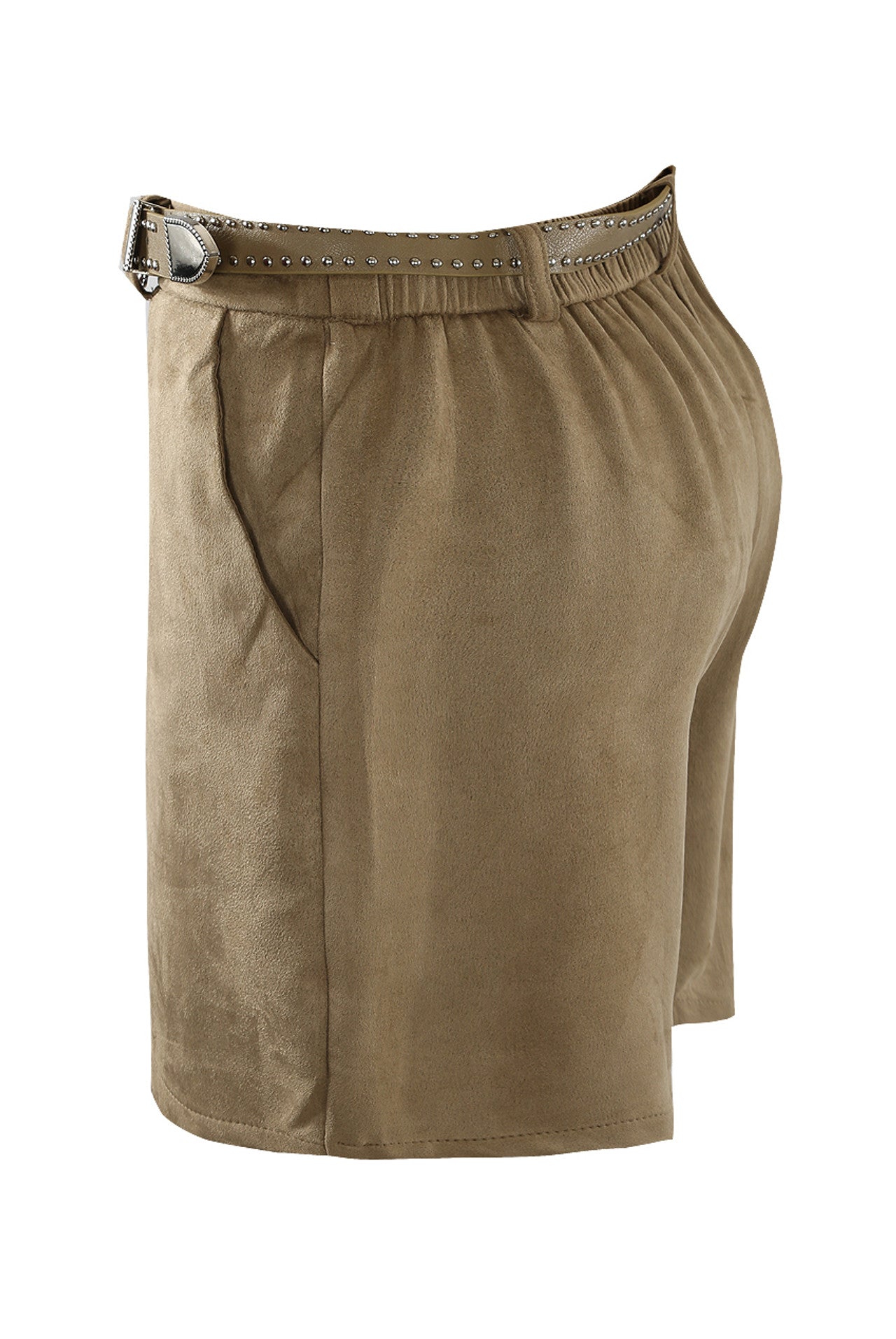 Faux Suede Skort with Studded Belt