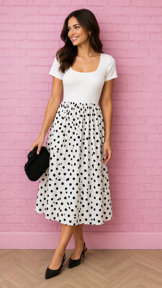 Polkadot Skirt and Rib Top Dress