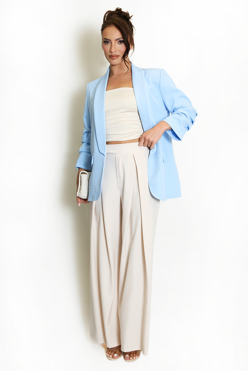 Ruched Sleeve Blazer