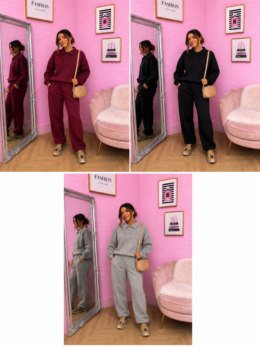 Relaxed Collar Loungewear Suit with Wide Leg Trousers