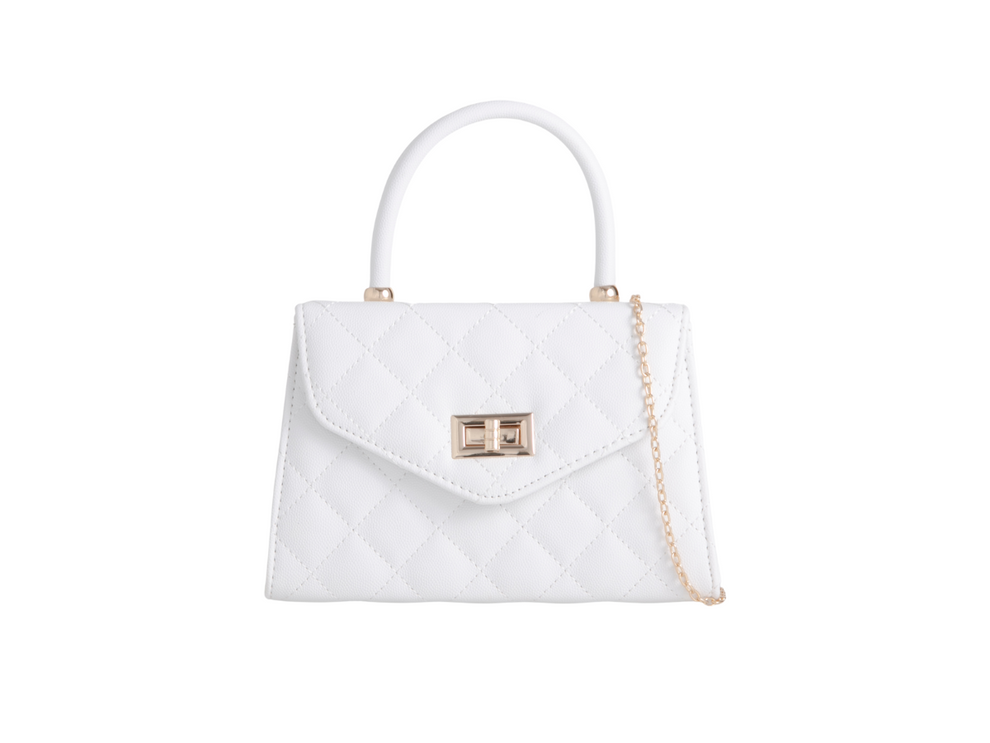 Designer Inspired Diamond Padded Gold Buckle Detail Handbag