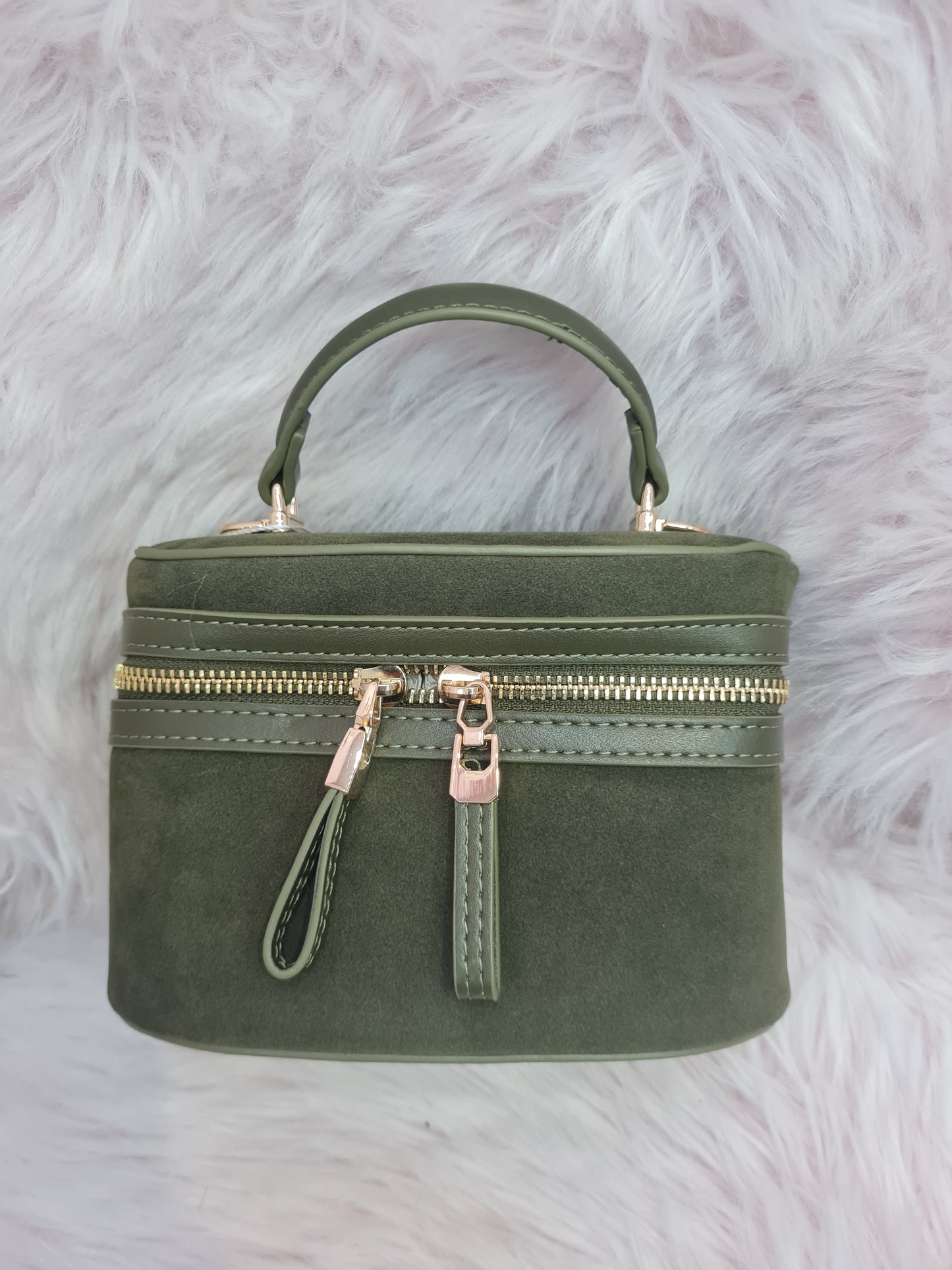 Suede Bag with Leather Handle