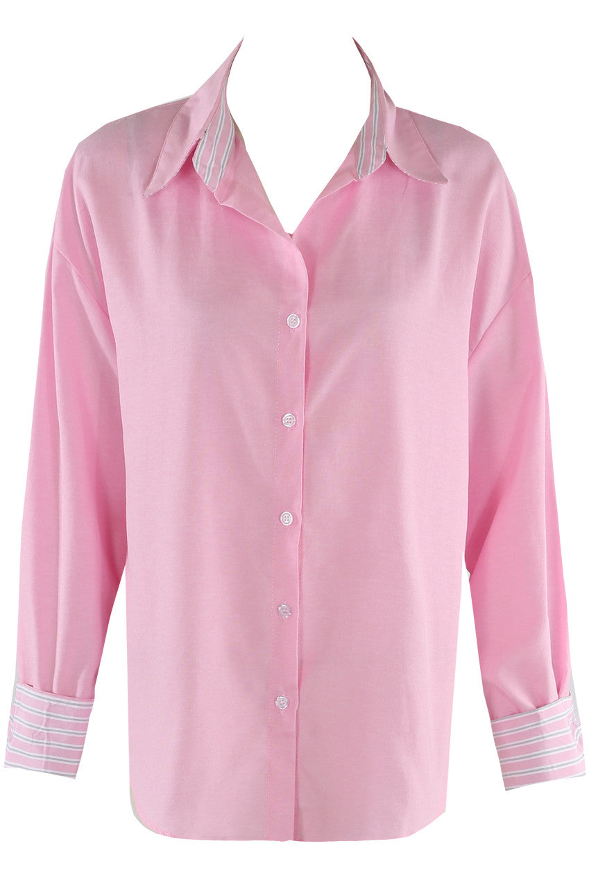 Stripe Contrast Cuff Shirt