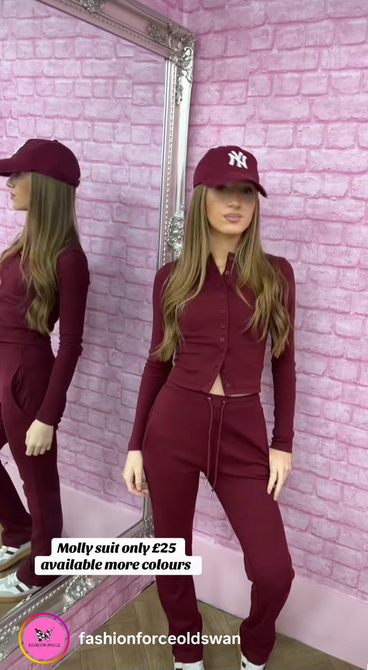 Molly Inspired Ribbed Button Up Long Sleeve Suit