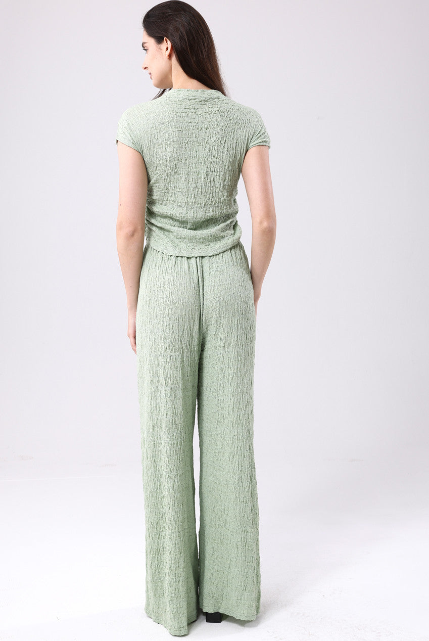 Textured Ruched Side Top Set