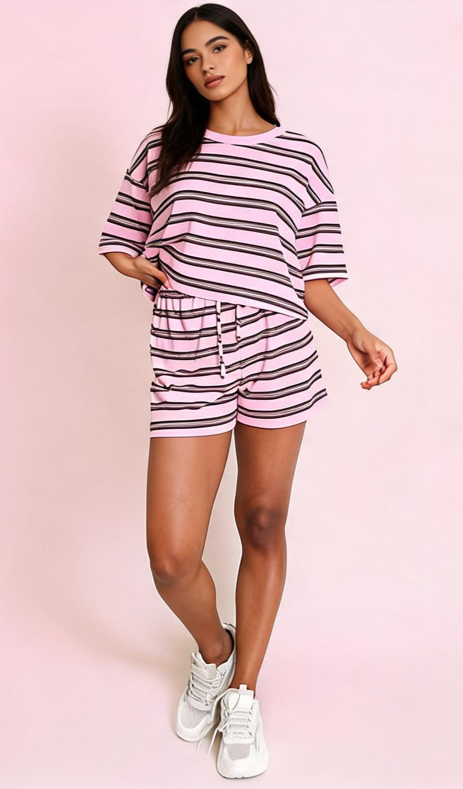 Stripe Pink Loungewear Suit Co-ord