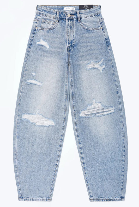 Ripped Barrel Jeans