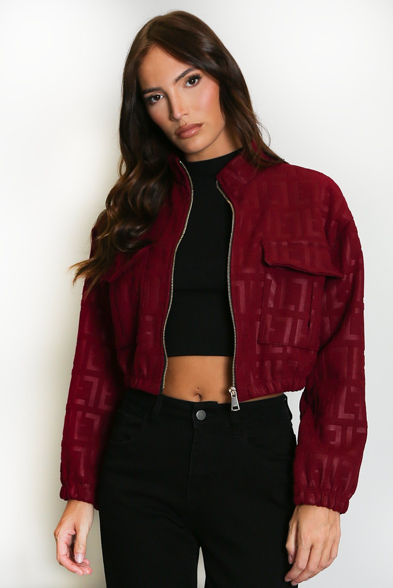 Cropped Suede Bomber Jacket