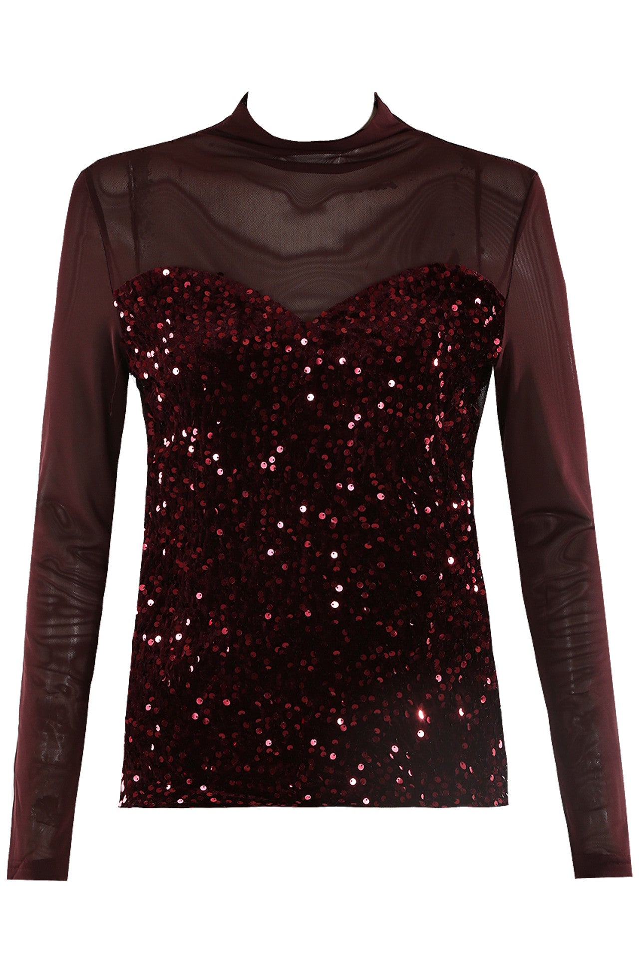 Mesh Long Sleeve Sequin Top
