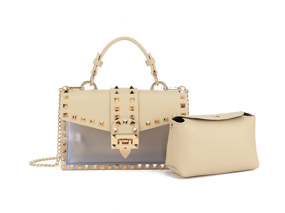 Designer Inspired Handbag Gold Stud Detail